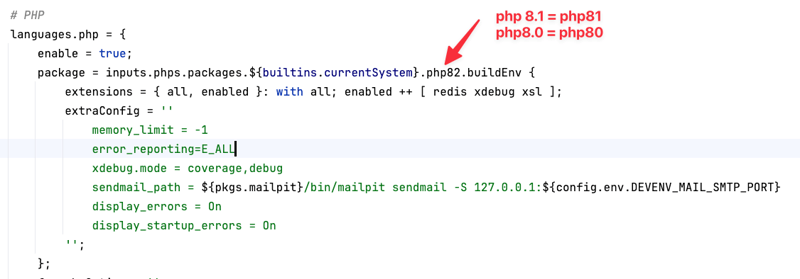 PHP-Konfiguration in devenv.nix